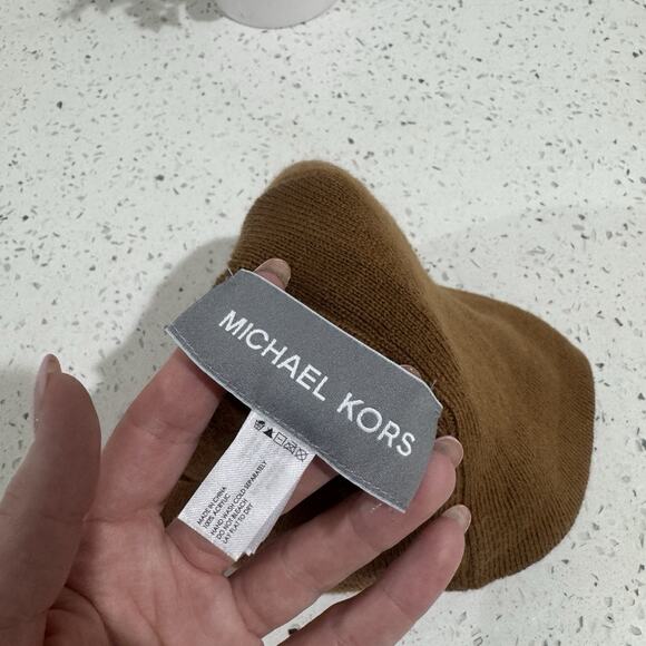Mens Michael Kors Brown Beanie Skully Logo - Picture 5 of 5